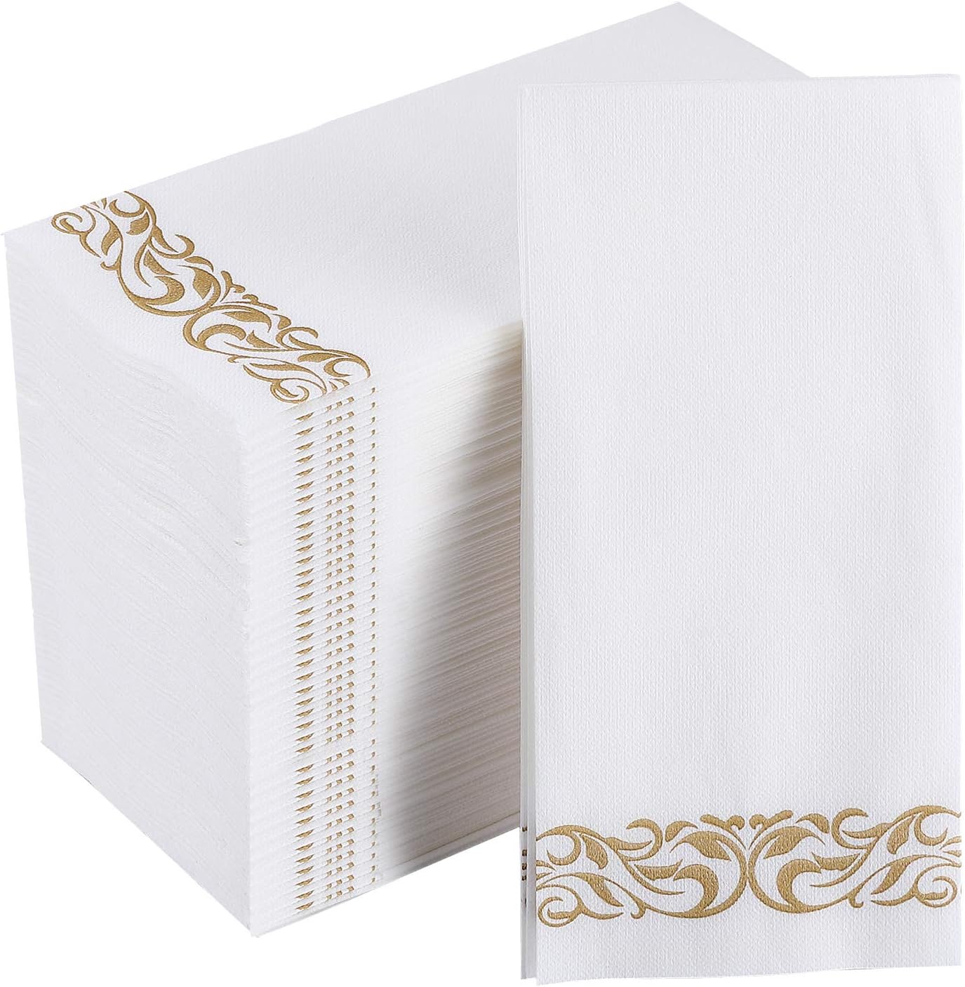 200 Disposable Guest Towels for Bathroom, Linen-Feel Paper Napkins, Gold