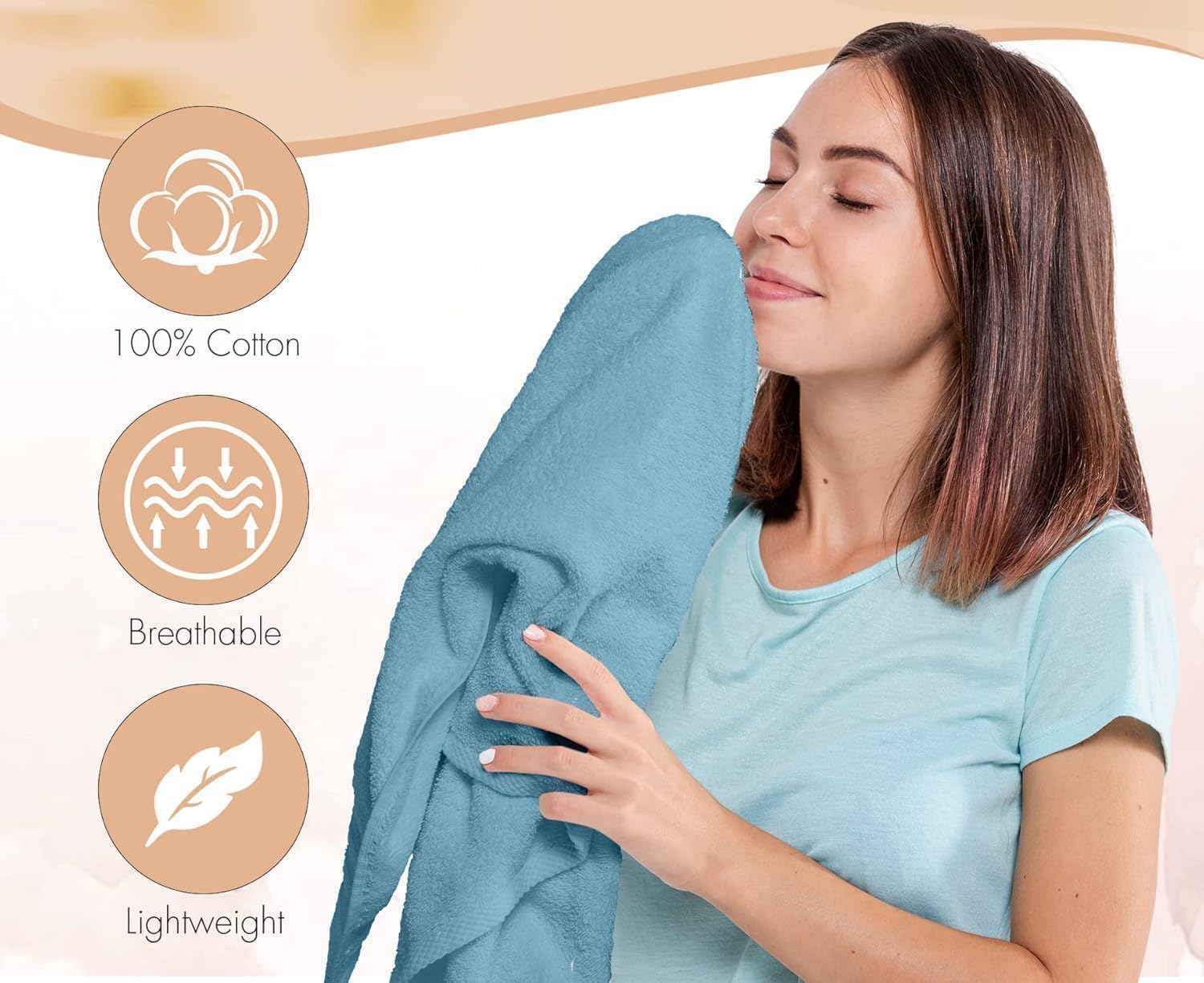 6 Pack Bath Towels Set, 100% Ring Spun Cotton Towels, Lightweight & Quick Dry, Highly Absorbent, Home, Hotel, Gym, Spa (Multicolor, (27x54) Inches) 3