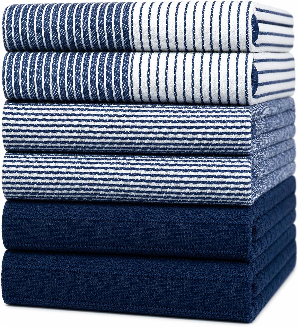 Kitchen Towels 6 Pack 100% Cotton, 20"x28" Dish Towels - Navy Blue