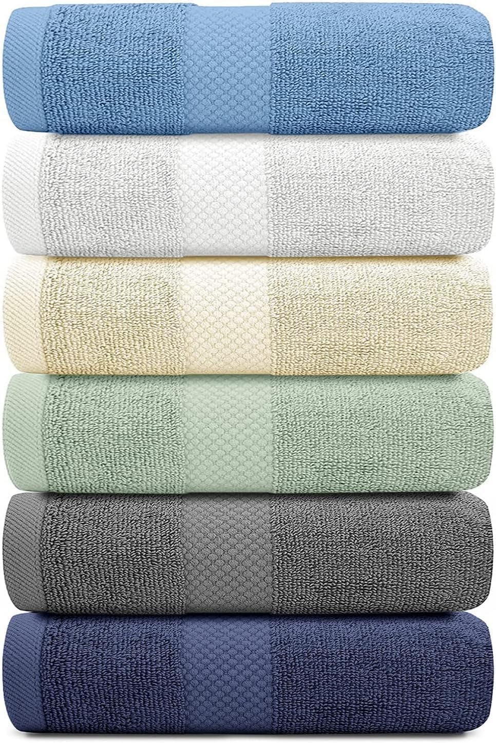 Luxury Multicolor Hand Towels - 16x30, Turkish Cotton, 6 Pack